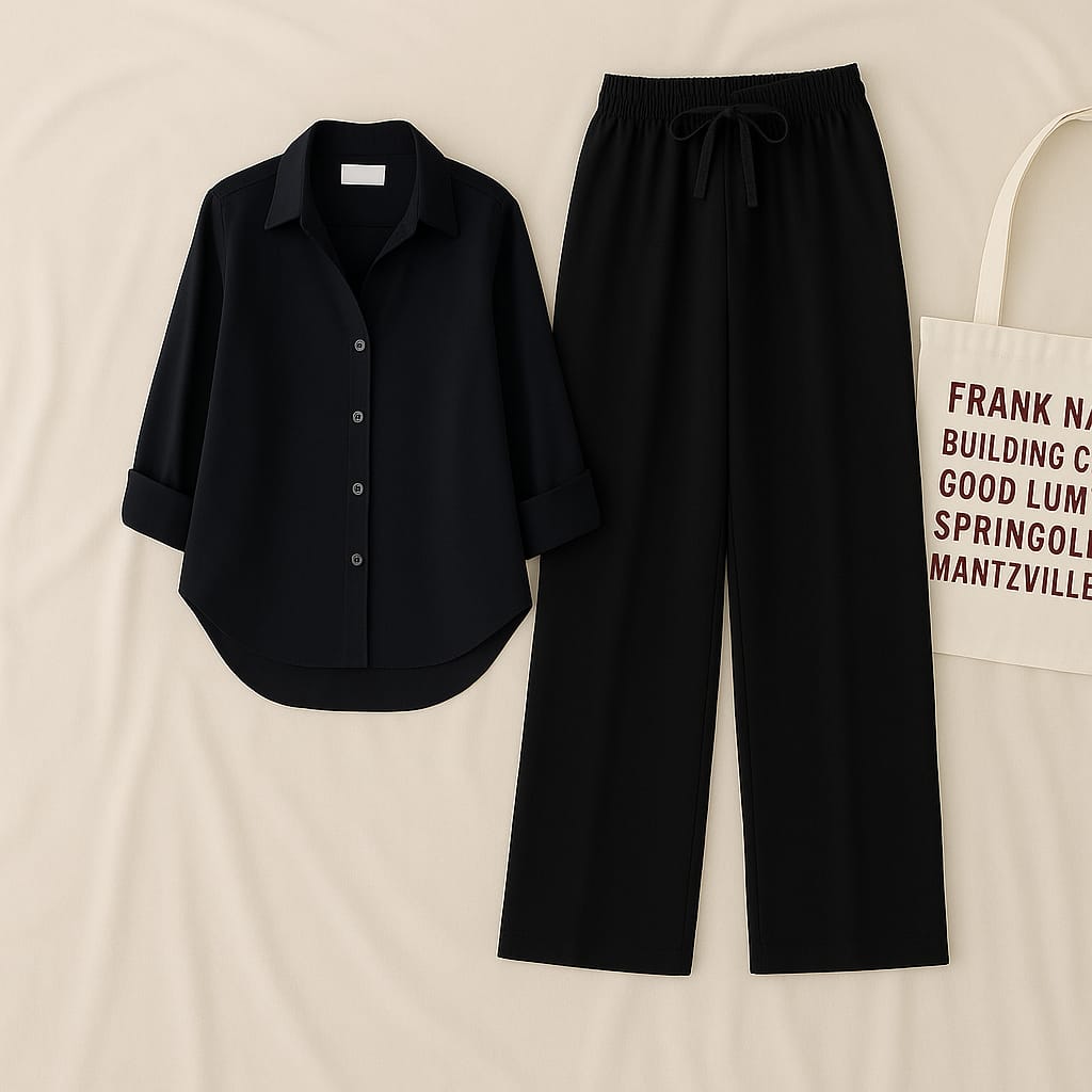 Black Shirt+Black Trouser Unisex Duo Set