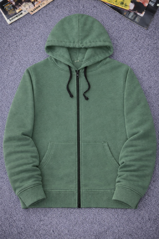 C-Green zipper fleece hoodie