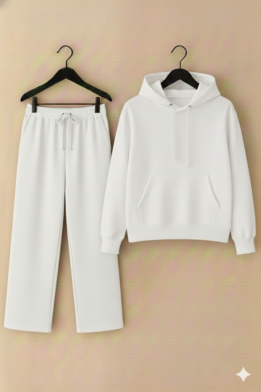 Wahite Hoodie & wahite Flapper Trouser