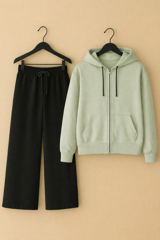 Pista Green Hoodie & black flapper Trouser