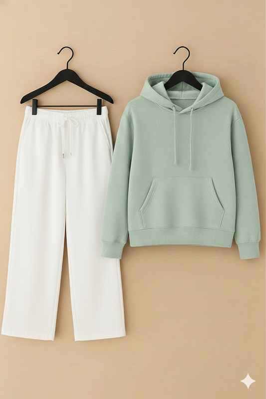 Pista Green Hoodie & white flapper Trouser