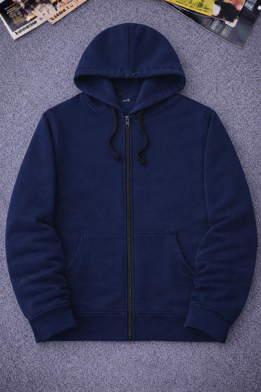 Navy Blue zipper fleece hoodie