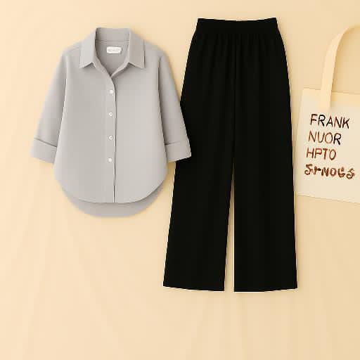 Grey Shirt+Black Trouser Unisex Duo Set