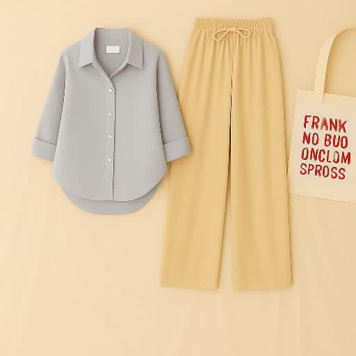 Grey Shirt+Beige Trouser Unisex Duo Set