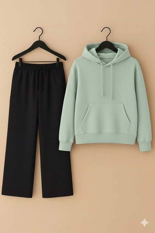 Pista Green Hoodie & black flapper Trouser
