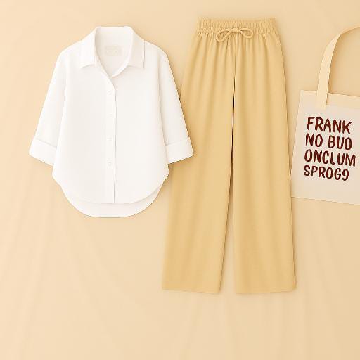 White Shirt+Beige Trouser Unisex Duo Set